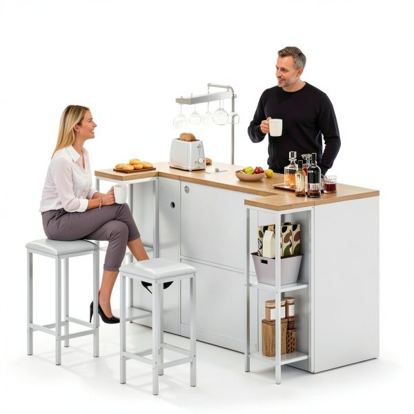 Homiflex Bar Table Set 67in Engineered Wood with Charging-6