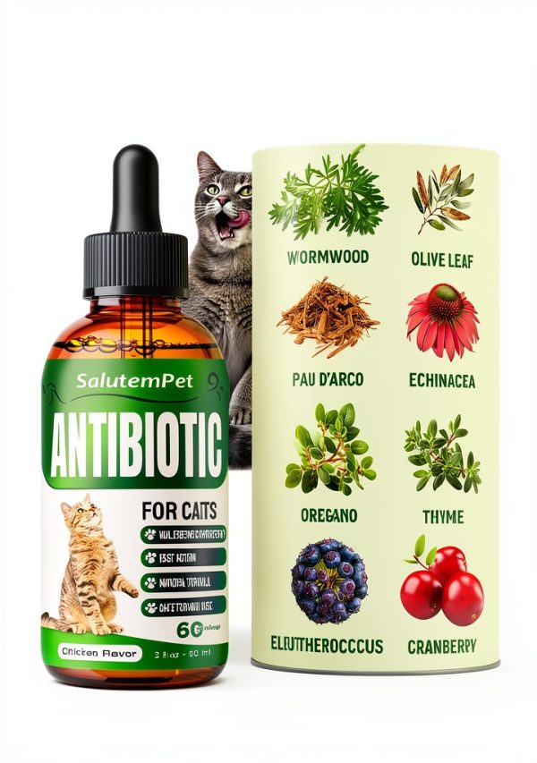 Cat Antibiotic by SalutemPet Liquid 2 Oz Natural Chicken Flavor-2