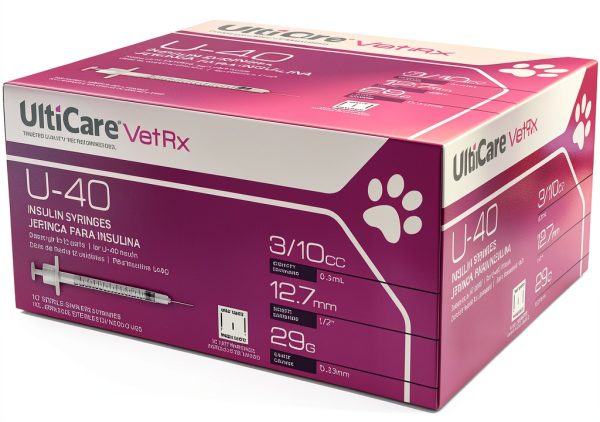 UltiCare VetRx U-40 3/10cc Insulin Syringes Half Unit Markings 100-0