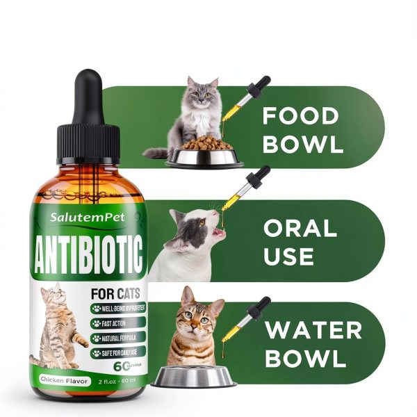 Cat Antibiotic by SalutemPet Liquid 2 Oz Natural Chicken Flavor-4