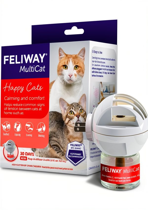 FELIWAY MultiCat 30 Day Cat Calming Plug In Pheromone Diffuser Starter Kit, 48ml - Helps Reduce Conflicts and Signs of Tension in Multi-Cat Households-0