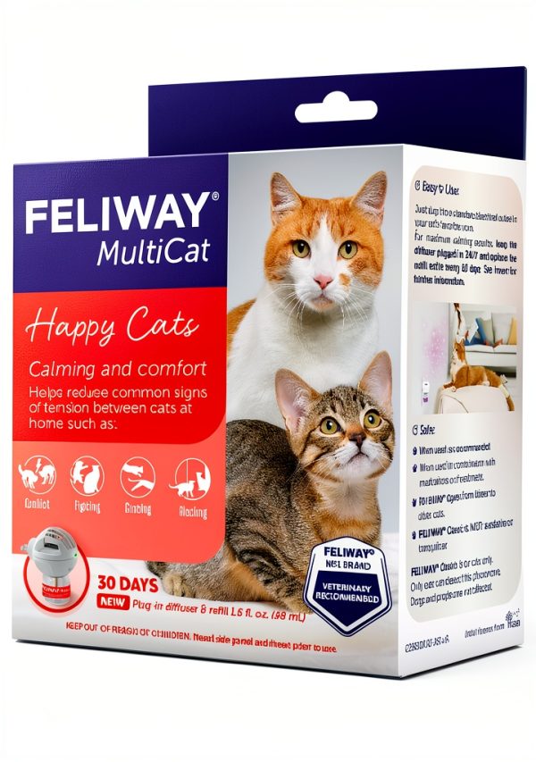 FELIWAY MultiCat 30 Day Cat Calming Plug In Pheromone Diffuser Starter Kit, 48ml - Helps Reduce Conflicts and Signs of Tension in Multi-Cat Households-2