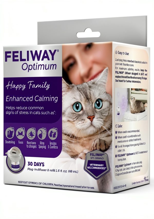 FELIWAY® Optimum 30 Day Cat Calming Plug In Pheromone Diffuser Starter Kit, 48ml - Helps Reduce Common Signs of Stress in Cats & Kittens, Enhanced Calming-1