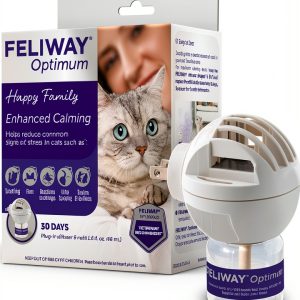 FELIWAY® Optimum 30 Day Cat Calming Plug In Pheromone Diffuser Starter Kit, 48ml - Helps Reduce Common Signs of Stress in Cats & Kittens, Enhanced Calming-0